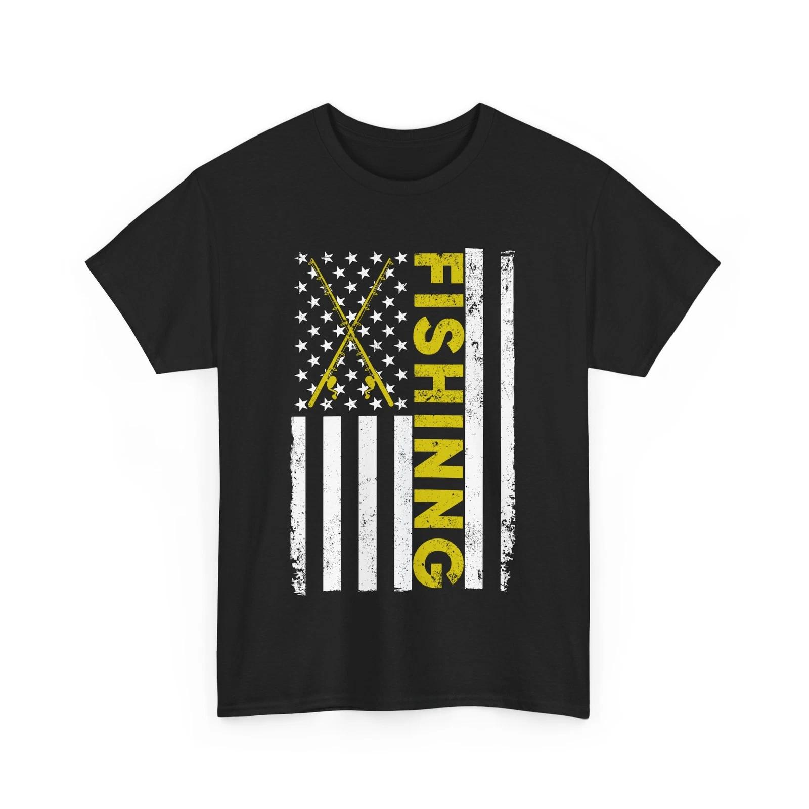USA Flag Fishing Shirt, Fishing Rod T-shirt, Fishing Season Fisherman Shirt 2XL