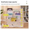 Solid Wood Kids Sling Bookshelf With Canvas Pockets And Large Capacity Perfect For Nursery Playroom Bedroom