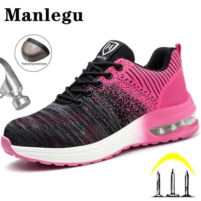 Lightweight Safety Shoes Women Men Air Cushion Work Sneakers Steel Toe Shoes Construction Safety Boots Anti-Smash Work Shoes