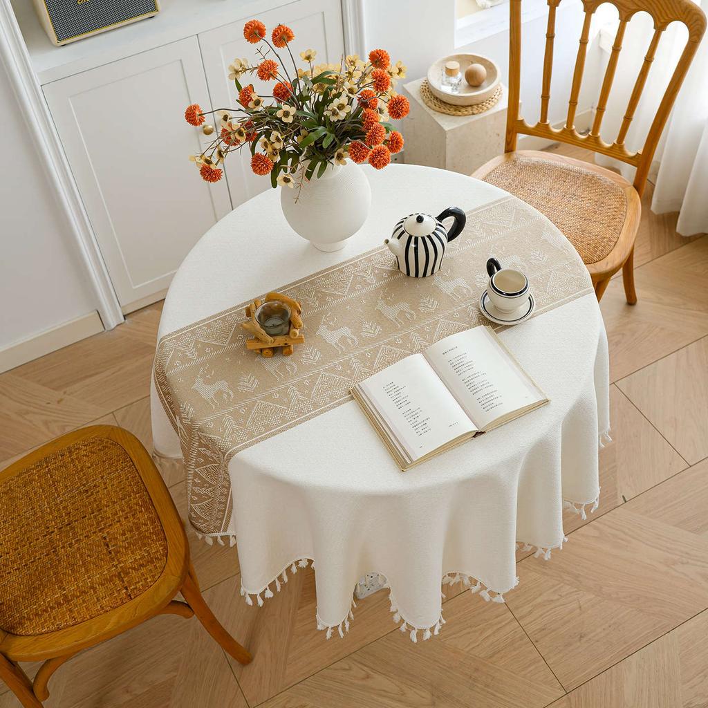 Imitation Cotton And Linen Fabric Tablecloth Simple Modern High-End Dining Table Cloth Coffee Table Cloth Round Table Cloth Long Tablecloth Cover