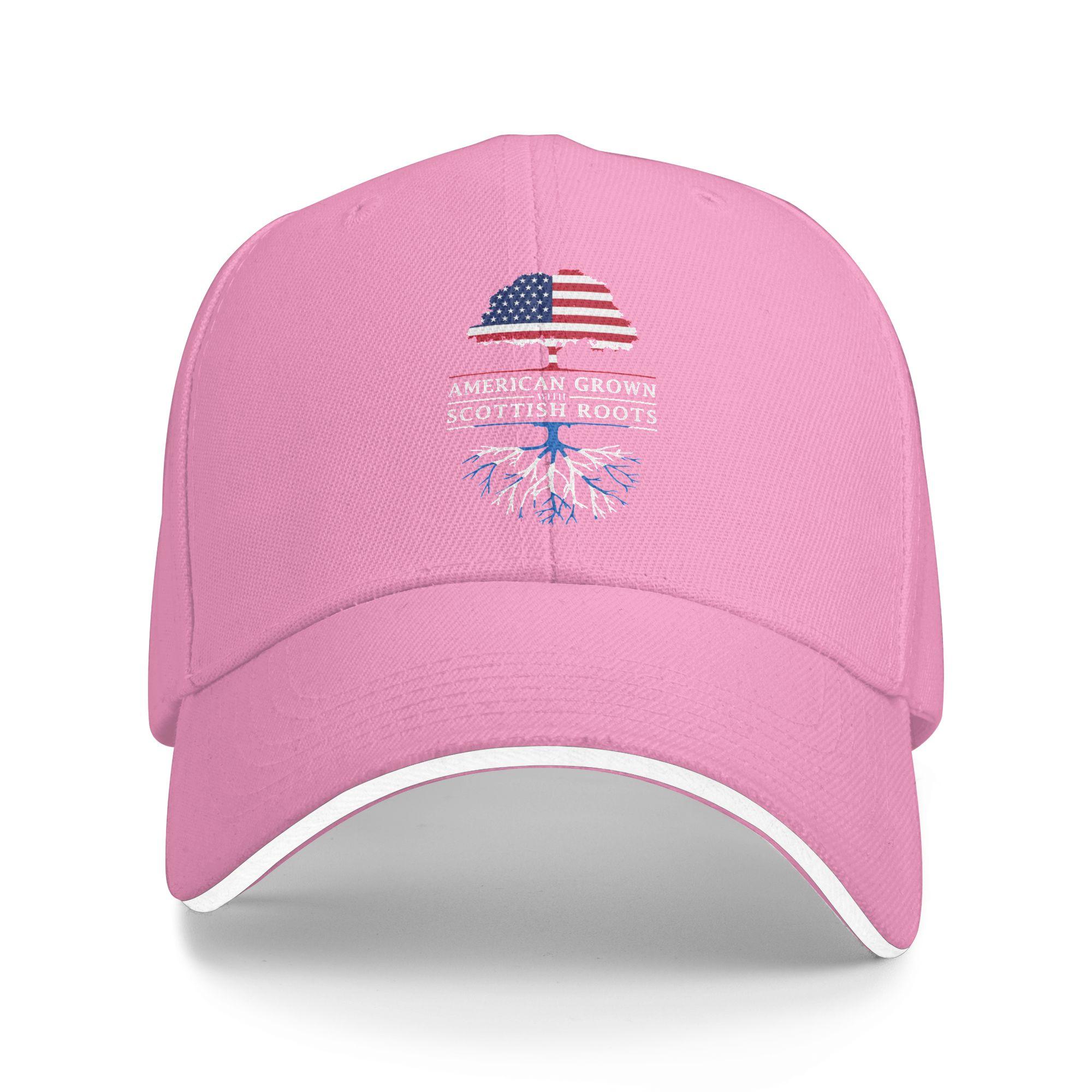 Summer Casual Baseball Cap American Grown with Scottish Roots Scotland Design Outdoor Sports Hip Hop Hats Unisex Snapback Cap One Size розовый