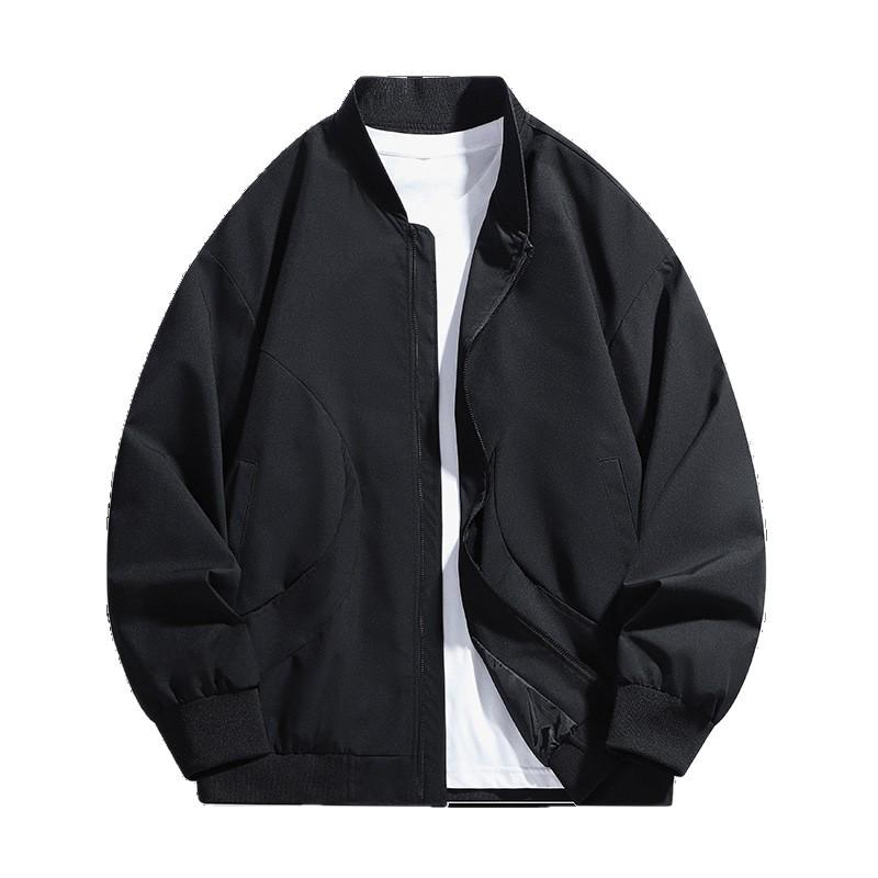 Męska Kurtka Baseballowa Jednokolorowa Trendy Duży Rozmiar – Stylowy Luźny Bomber na Jesień