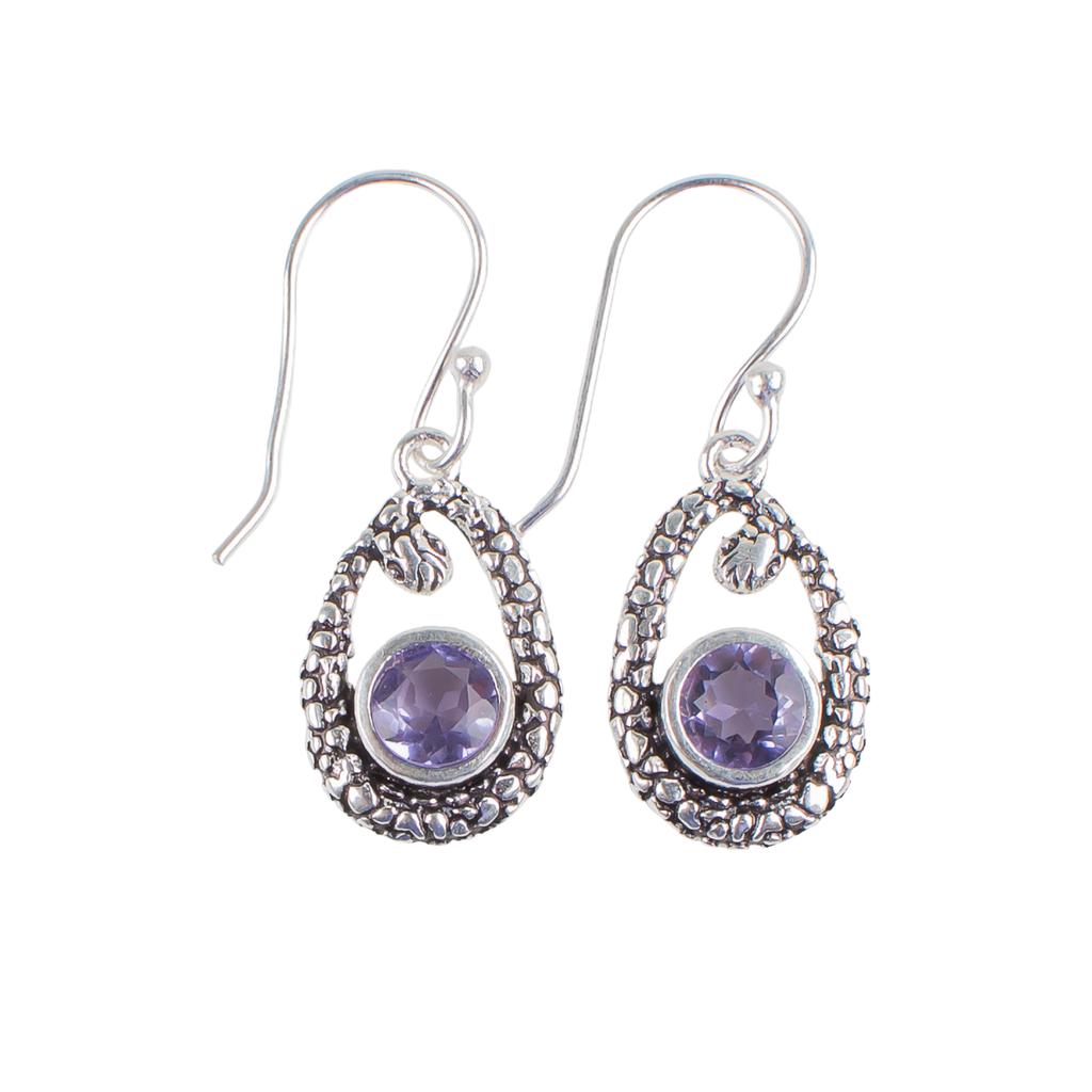Iolite Gemstone 925 Sterling Silver Jewelry Drop/Dangle Hnadmade Earrings 1.38" CE-3-6