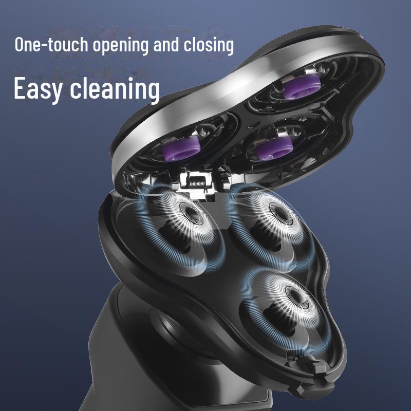 Aparat de bărbierit electric inteligent Cross-Border pentru bărbați: Cap plutitor cu trei lame, reîncărcabil prin USB, complet lavabil.