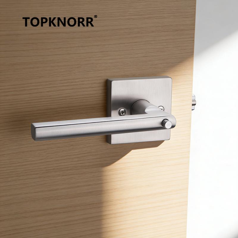 Home Use 304 Stainless Steel Square Handle Door Lock Magnetic Absorption Keyless Indoor Bathroom Silent Door Knob Lock