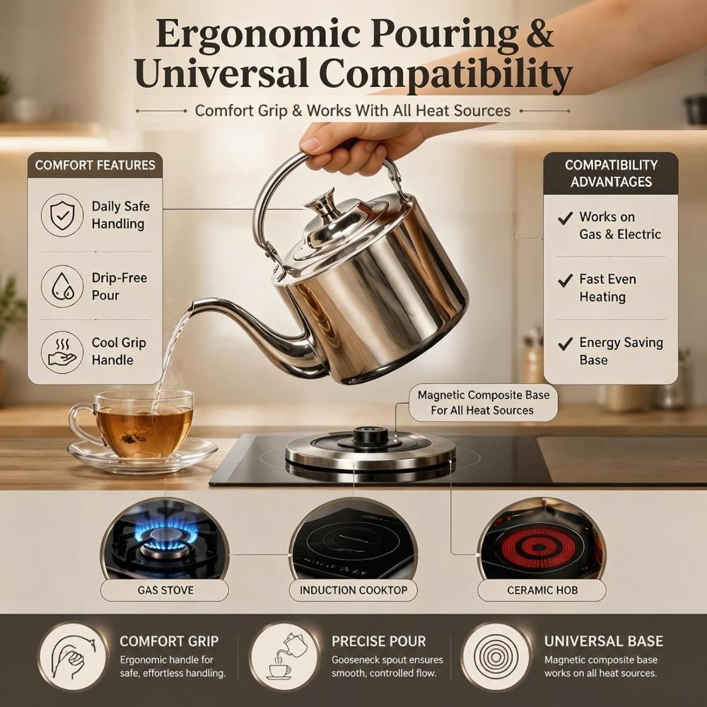 Stainless Steel Stainless Steel Teapot Top Handle Tea Kettle With Infuser For Gas Stove