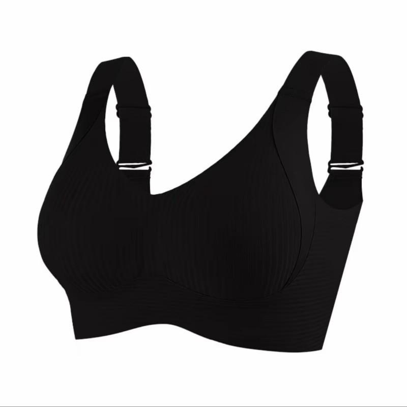 

Seamless Cross-Fixed Cup Bra: Minimizes & Shapes Large Breasts, Anti-Sagging, Plus Size, Gathers Underarm Fat 2XL (140-160 kg) чёрный