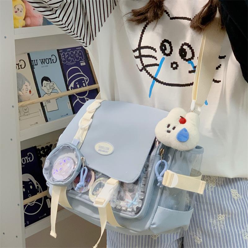College Wind Joker Simple Large Capacity Postman Bag Female Transparent Baby Bag Pain Bag Tutorial Bag Slung Shoulder Bag.