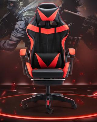 Silla Gaming Ergonómica de Carreras Ajustable Giratoria de Cuero PU con Reposacabezas y Soporte Lumbar Para Oficina Ordenador Sala de Estar
