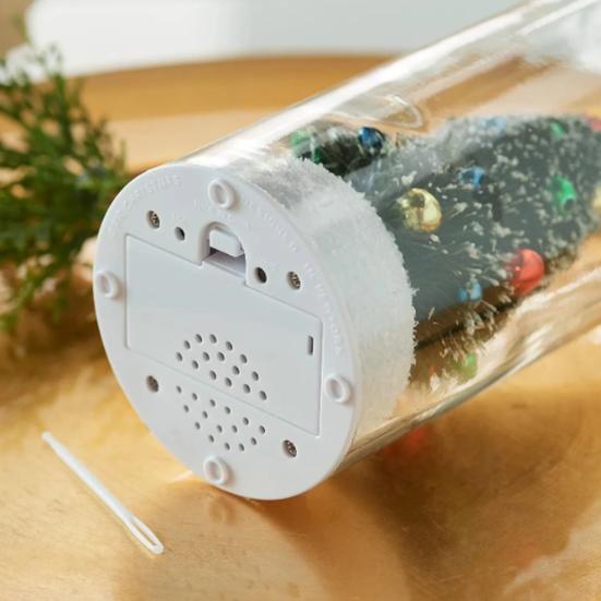 Christmas Tree Message in A Bottle Recordable Voice Message Ornament with Cork Holiday Greeting Glass Bottle with Snowy Scene Festive Gift