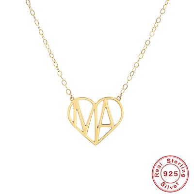 S925 Sterling Silver Style, Heart-Shaped Letter Necklace, Mother'S Day Gift, Temperament Women'S Collarbone Necklace.