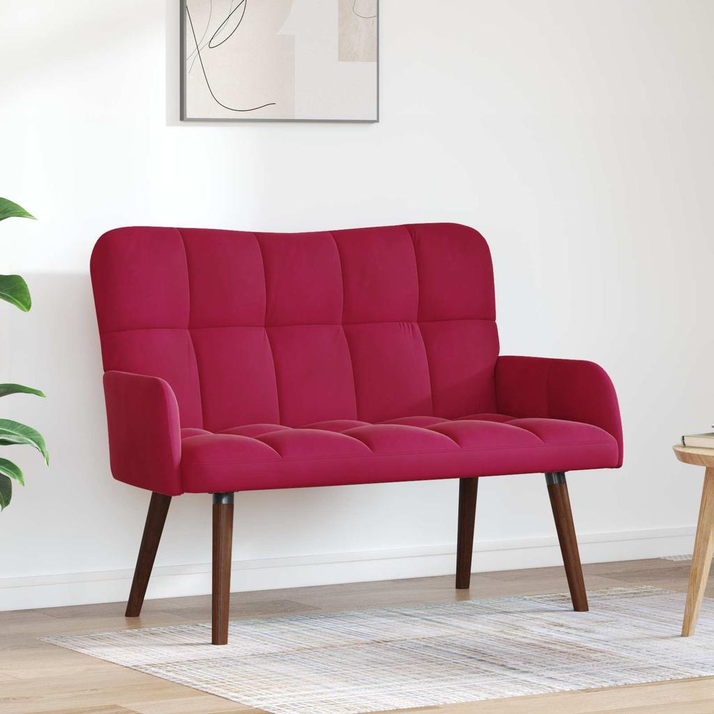 2 Seater Sofa In Wine Red 115 X 61 X 87 Cm Velvet (V)