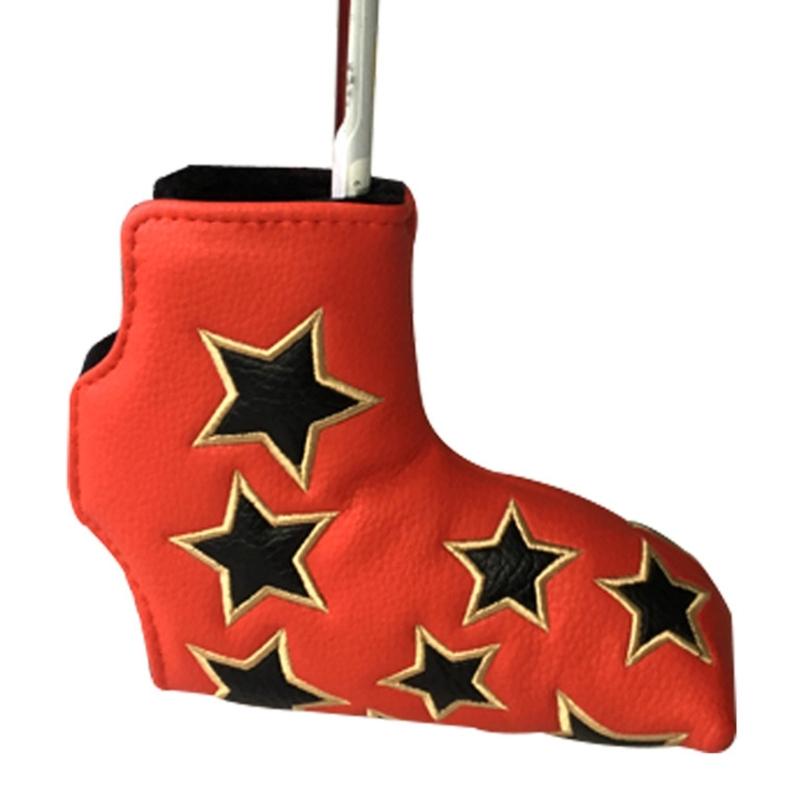 Star Pattern Golf Iron Head Protective Cover PU Leather Waterproofs Golf Iron Head Cover Golf Accessories for Golfers красный