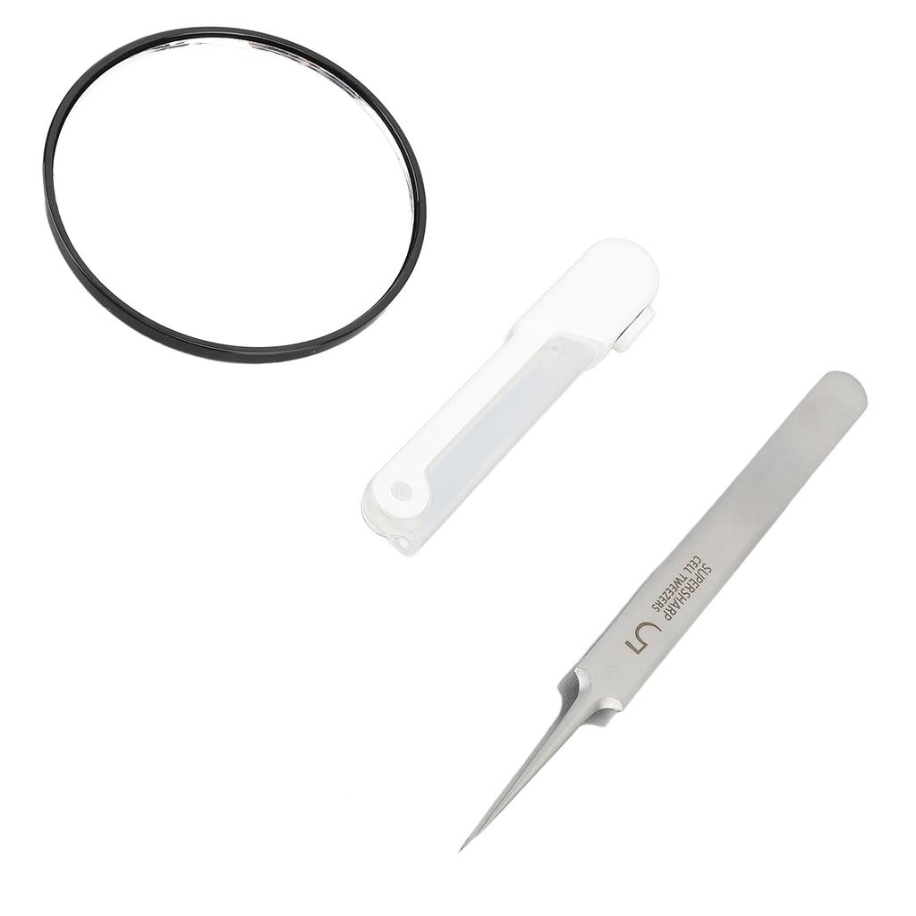 Blackhead Tweezers with LED Light 5X Mirror Pointed Precision Popping Removing Tools Stainless Steel Blackhead