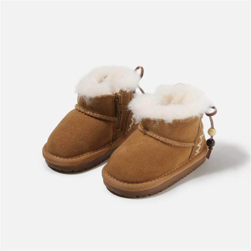 Winter Baby Boots Leather Warm Plush Boys Boots Soft Sole  Toddler Girls Children Snow Boots EU15-25