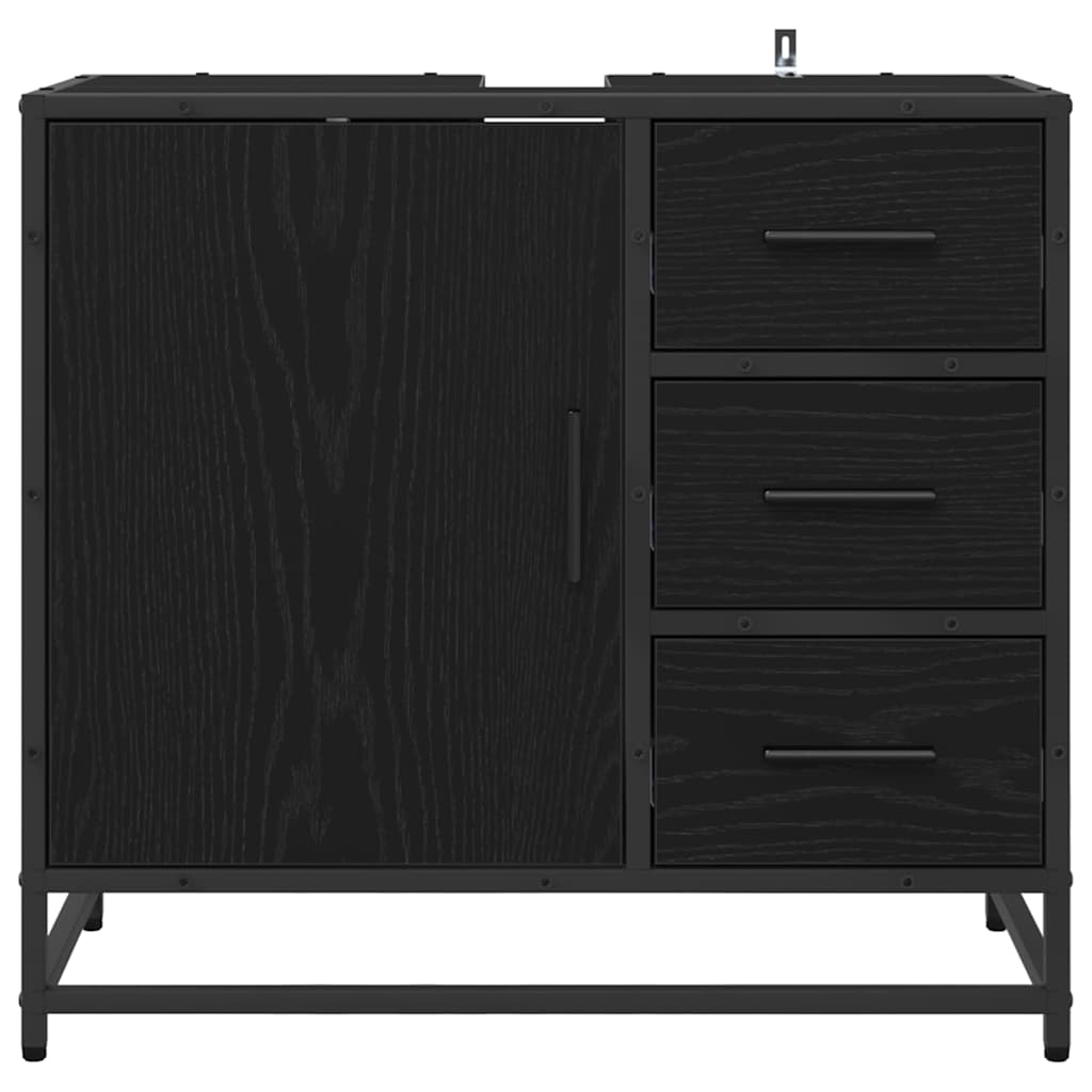 Bathroom Cabinet with Door Black Oak Effect 65 x 33 x 60 cm