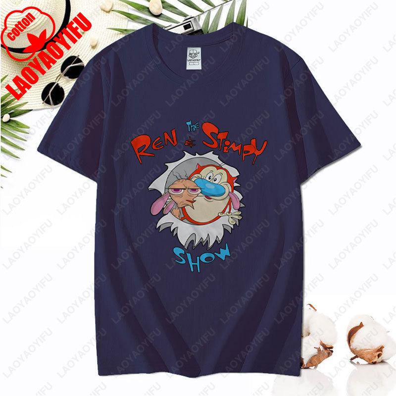 90s Ren Stimpy Show Nicktoons Nickelodeon TV Cartoon Tshirt New Style Nostalgia Childhood Tops Unisex Adult Clothing Cotton Tees