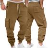 Herren Cargo Jogginghose mit vielen Taschen Elastischer Bund mit Kordelzug Schweißhose Einfarbig Lässige Sport Joggerhose für Herbst Winter Tägliche Streetwear
