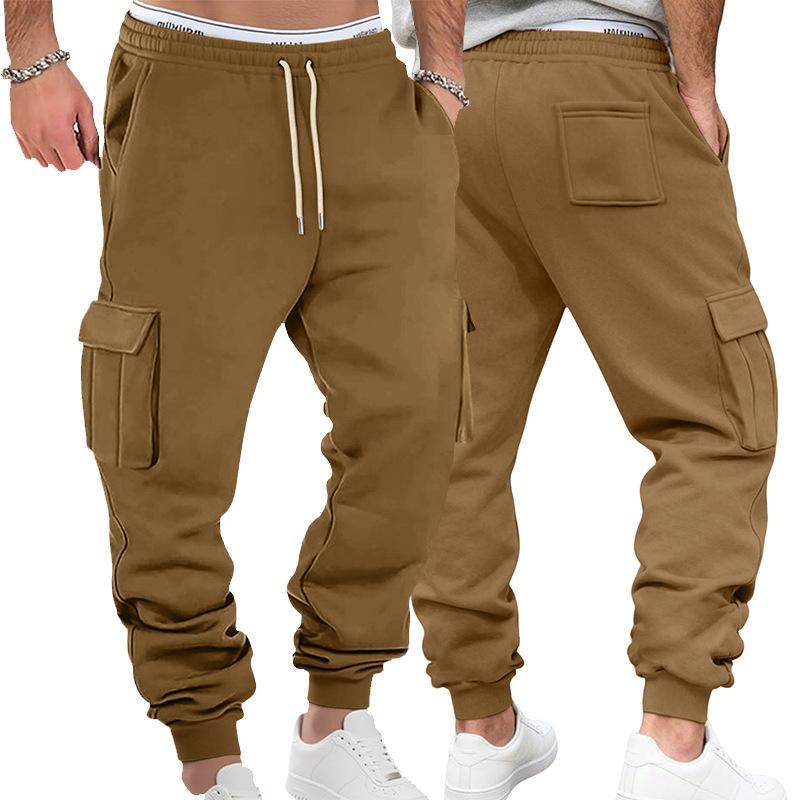 Herren Cargo Jogginghose mit vielen Taschen Elastischer Bund mit Kordelzug Schweißhose Einfarbig Lässige Sport Joggerhose für Herbst Winter Tägliche Streetwear