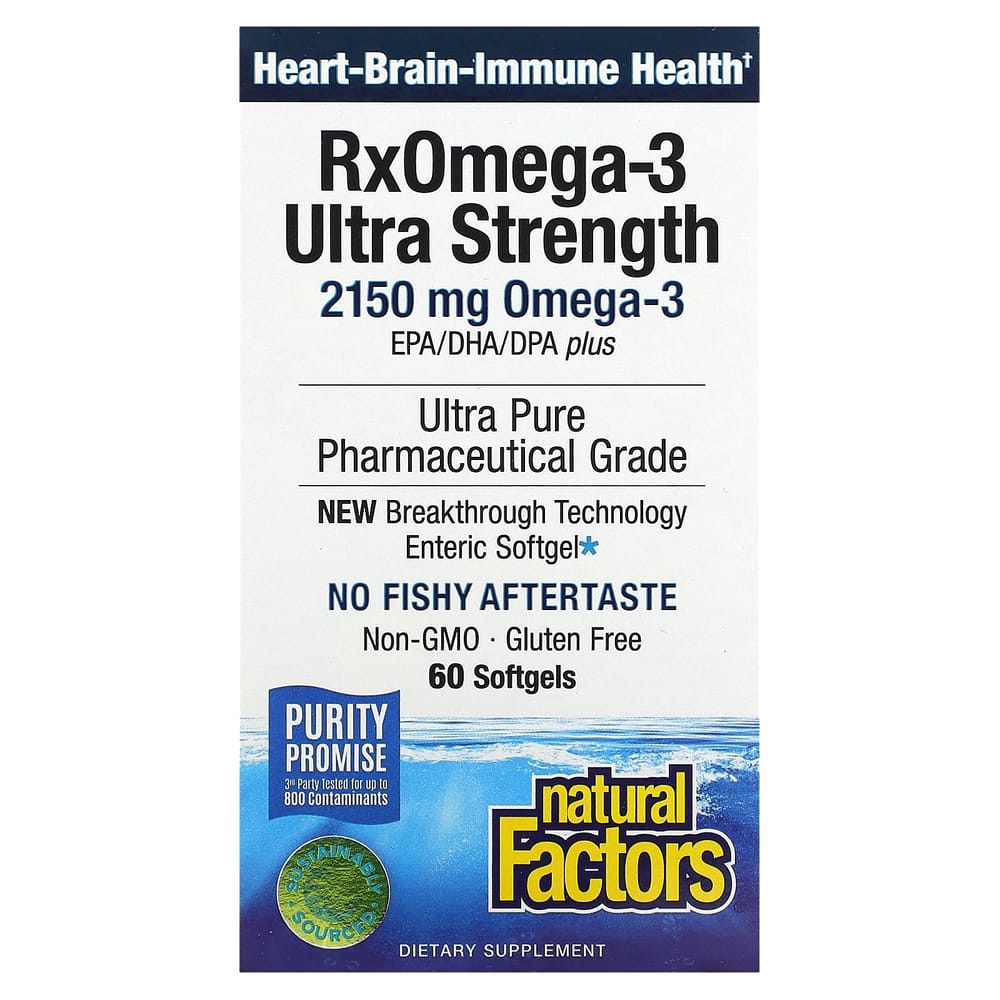 Natural Factors RxOmega-3 Ultra Strength 2150mg Softgels, 60 Count (1075mg per Softgel)