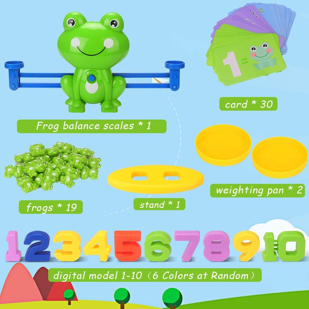 Montessori Matematická Váha Hračka, Učení Počítání a Kalkulace, Žába Vzdělávací Hračka, Rovnovážná Dovednost s Váhou a Kartami s Čísly, Rané Vzdělávání