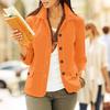 ZANZEA Women Turn Down Collar Casual Long Sleeve Plain Blouse