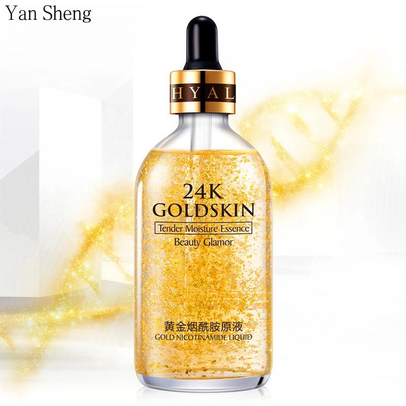 24k Gold Essence Shrinks Large Pores Female Male Hyaluronic Acid Solution Moisturizing and Replenishing