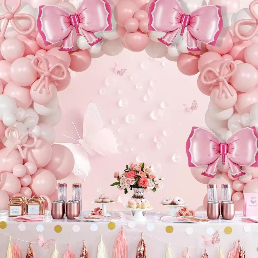 120-Piece Maca Pink And White Balloon Set, Birthday Party Valentine'S Day Decoration Balloon Arch