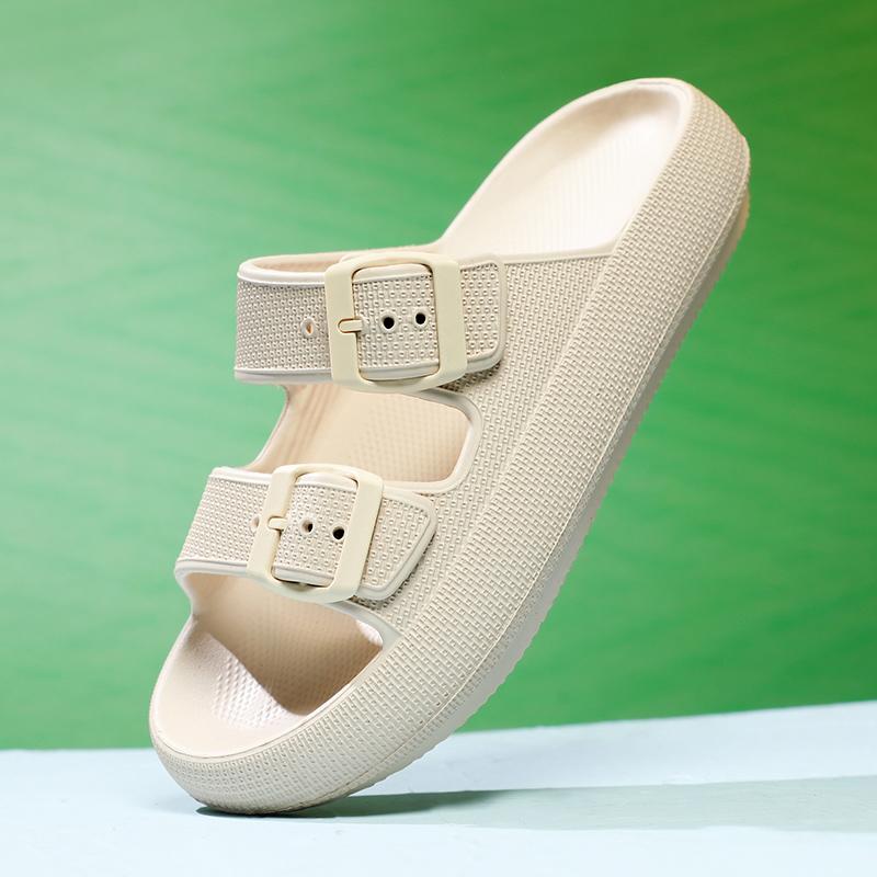 2024 Summer EVA Slippers Women Cloud Thick Platform Outdoor Soft Beach Sandals Women Slides Design Yellow Pink  Thickening