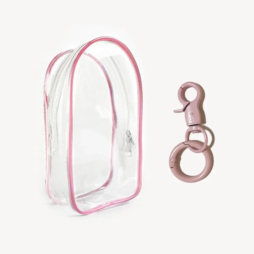 Colorful Transparent Protector Case Organizer Box for 17cm Labubu Plush Dolls Outdoor Display Bag With Keychain Doll Accessories
