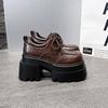 Fashion 10CM Heels Women's High Platform Leather Shoes New 2025 Autumn Chunky Sneakers Female Lace-up Loafers Walking Shoes Woman