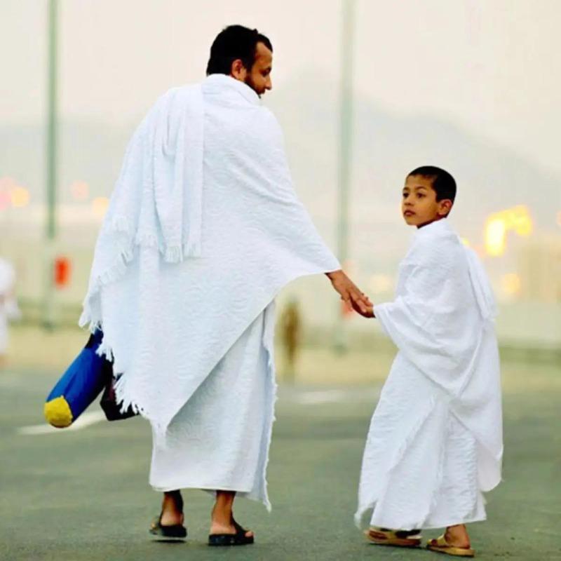 Muslimisches Hajj Ihram Handtuch Reinweißes Tuch Islamisches Pilger Strandtuch für Saudi-Arabische Gläubige