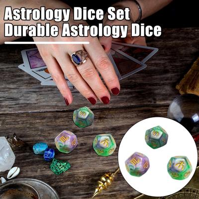 3 buc/set zaruri astrologie 12 fețe 12 constelații semn zodiacal zaruri sclipici acrilic zaruri norocoase jucărie cărți de tarot accesoriu divinație joc