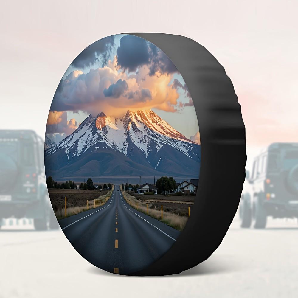 Majestic Mountain Road Sunset Tire Cover Durable Polyester Protective Case for SUV