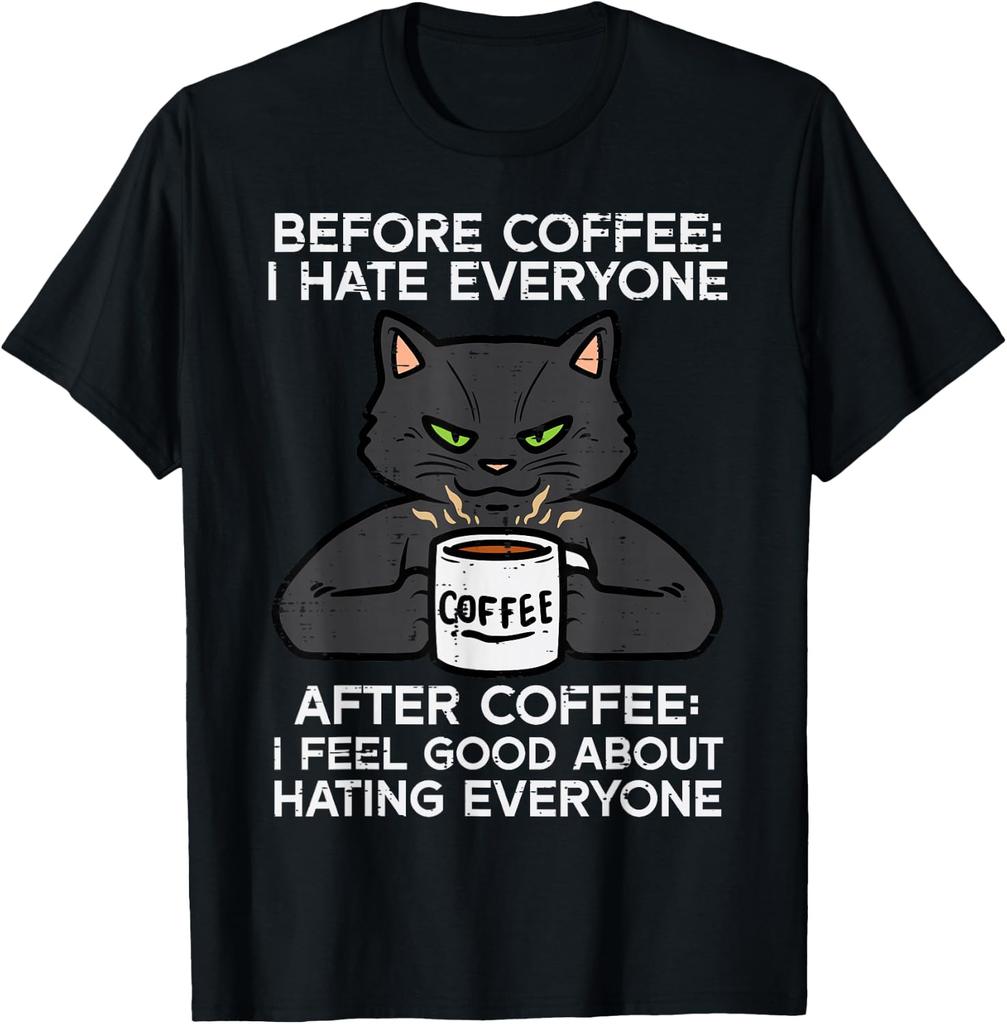 Before Drinking Coffee Dont Pay Attention To Anyone Black Cat Unisex Tshirt