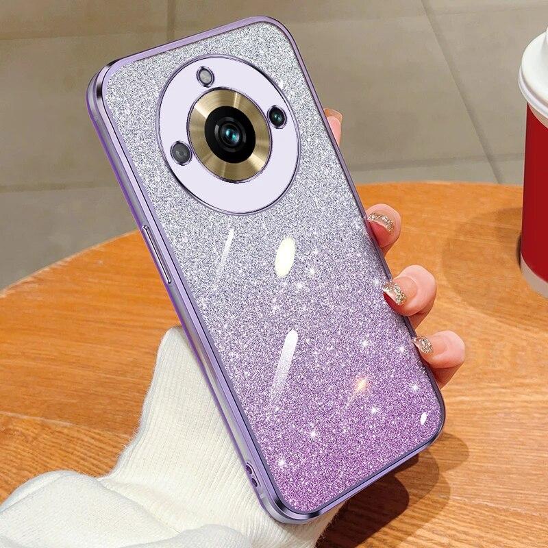 Fashion Plating Gradient Glitter Case For OPPO Realme 11 Pro 9 8 V25 V23 V13 C55 C53 C35 C33 C21Y Reno 10 5 Silicone Back Cover