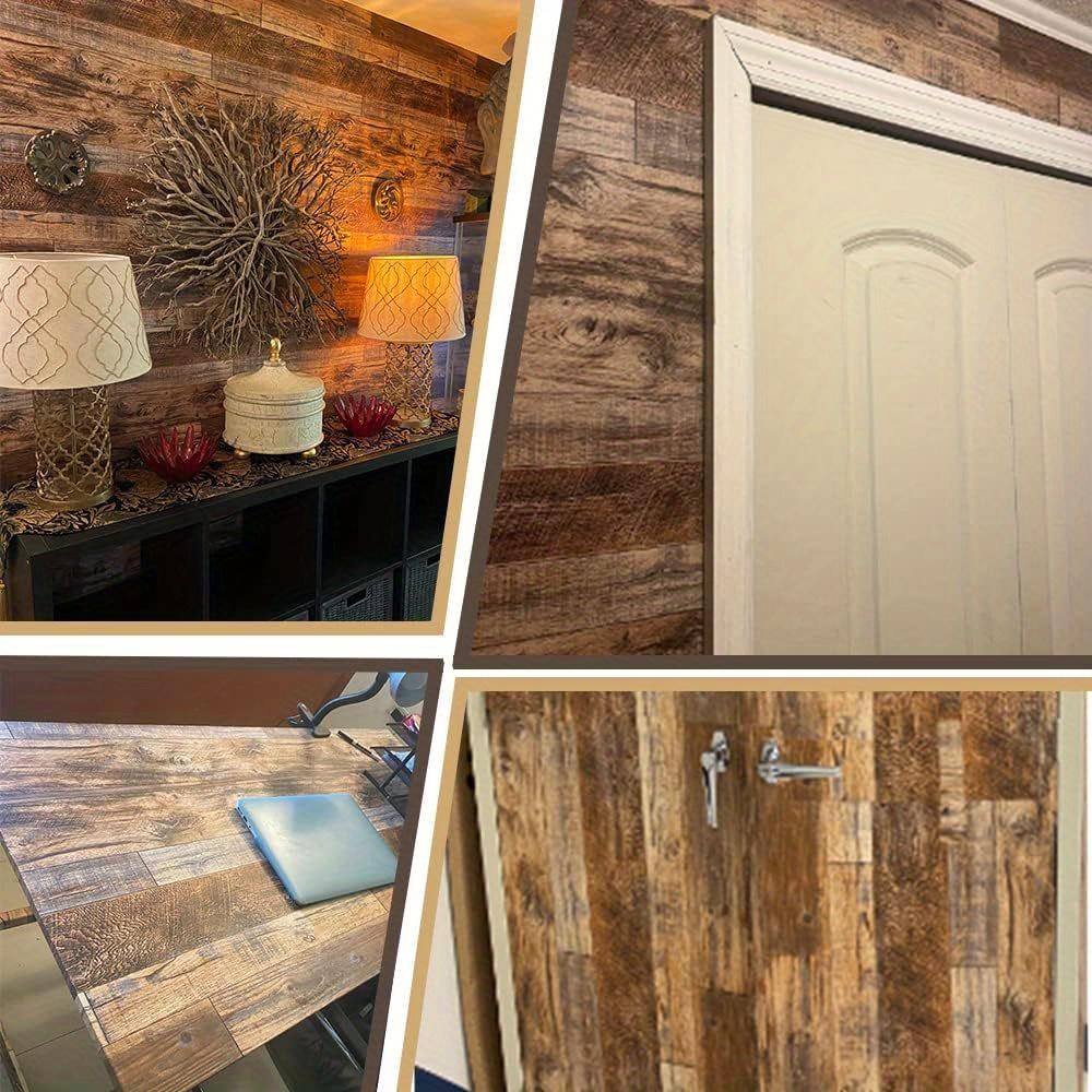 Retro 3D Brown Wood Pattern Peel and Stick Wallpaper Self Adhesive Contact Paper Removable Waterproof Christmas Wallpaper For Furniture