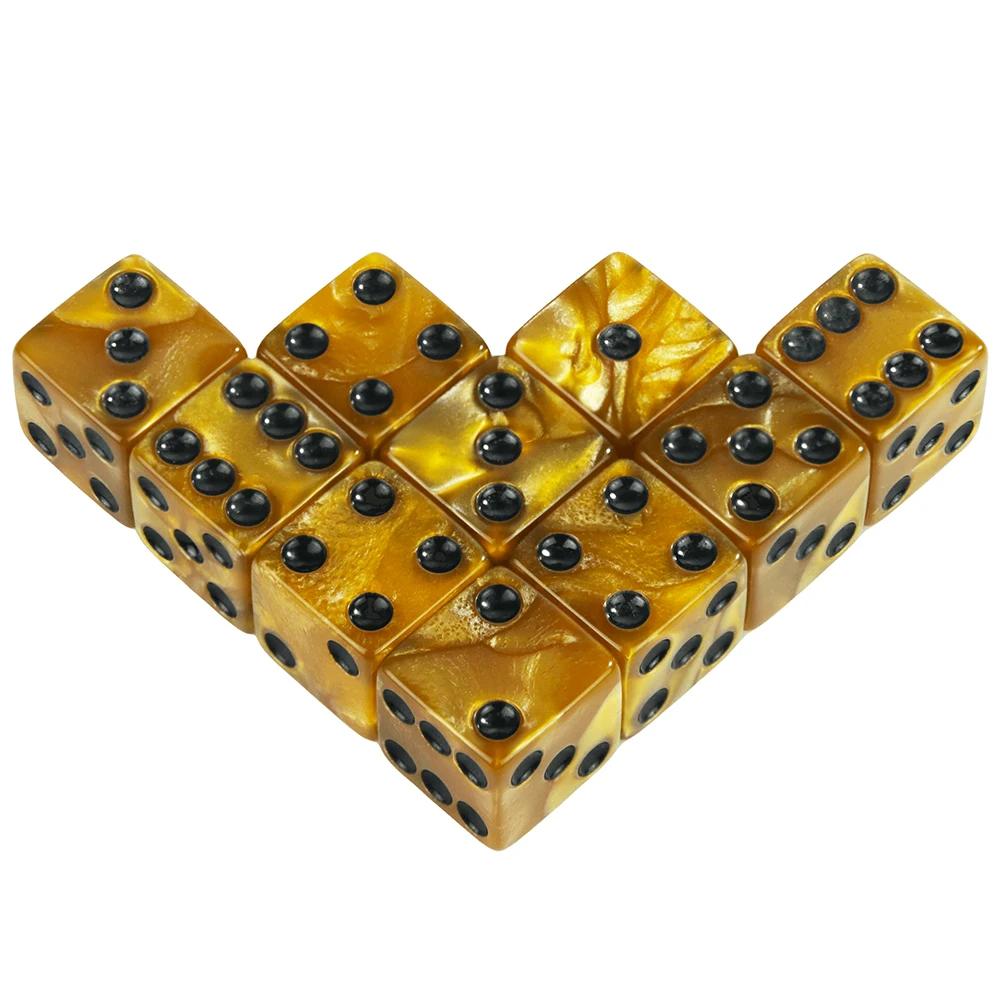 6-Sided Game Dice 16mm Marble Acrylic D6 Dice Set for DND, RPG,Table Board ame or Teaching Math,Aventurine Impression Dice