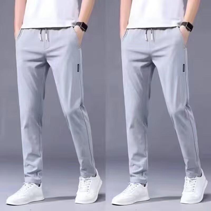 Summer new men's breathable elastic casual pants loose fashion comfortable trend straight sports long pants