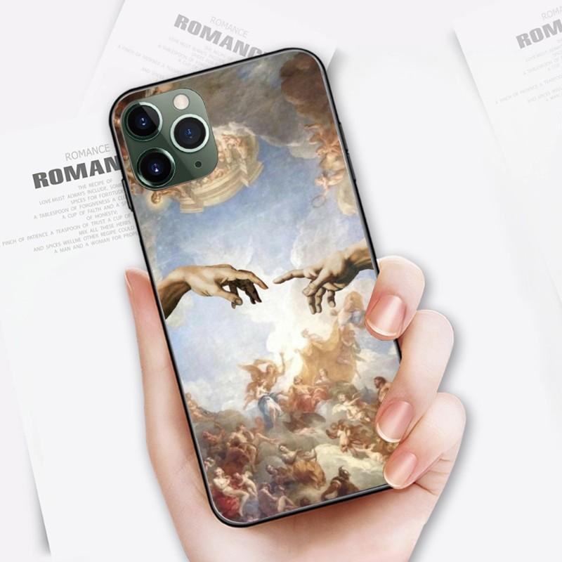 Fajne renesansowe etui na telefon do iPhone'a 14 13 12 11 XS X 8 7 6 Plus Mini Pro Max SE 2022 Miękka czarna obudowa telefonu