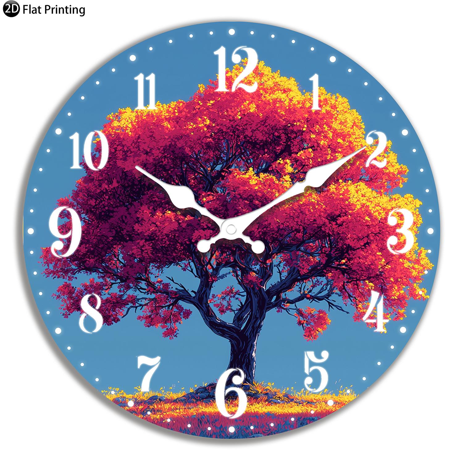 

Wooden Silent Wall Clock Sunny mountain landscape Quartz Analog Clock for Farmhouse Office Living Halloween New Year Gift (WHITE,10 inch) білий