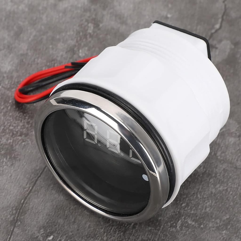 Voltage Gauge Battery Voltmeter 2in LED Digital Display Voltmeter, IP67 Waterproof Voltage Gauge Smart Alarm Voltage Gauge Universal for Boat