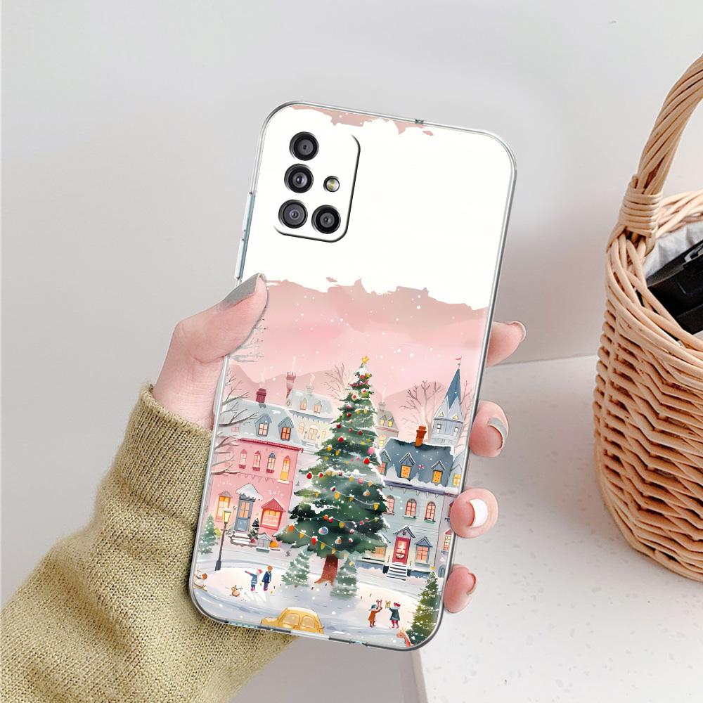 Phone Case For Samsung A15 A13 A35 A55 A51 A71 A41 A31 A21S A05 A17 A23 A25 A33 A53 A73 5G A07 4G Cover Cartoon Christmas Style