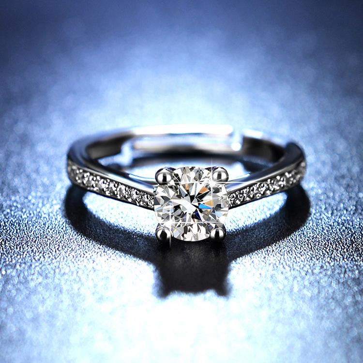 Fashion Four-claw Imitation Diamond Ring Diamond Wedding Ring Ring Couple Ring