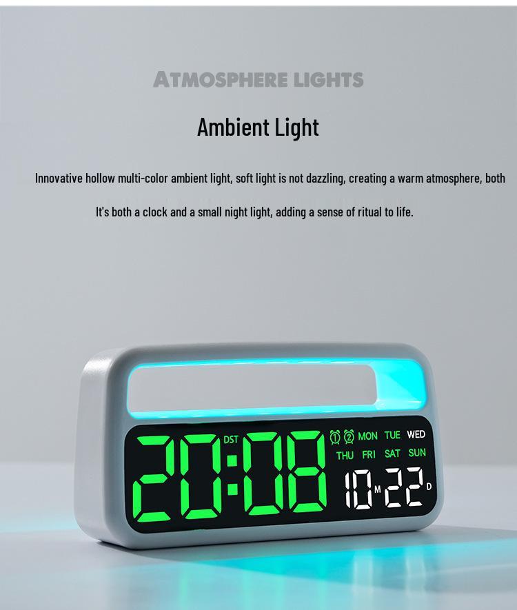 Atmosphere LED Alarm Clock Home Decor: Multifunctional Electronic Bedside Clock 5520