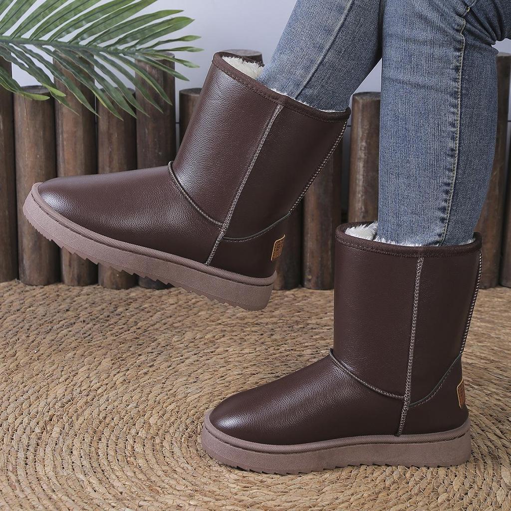 2025 Winter High-Top Snow Boots: Thick-Soled, Cotton-Lined, Fashionable Mid-Calf Design