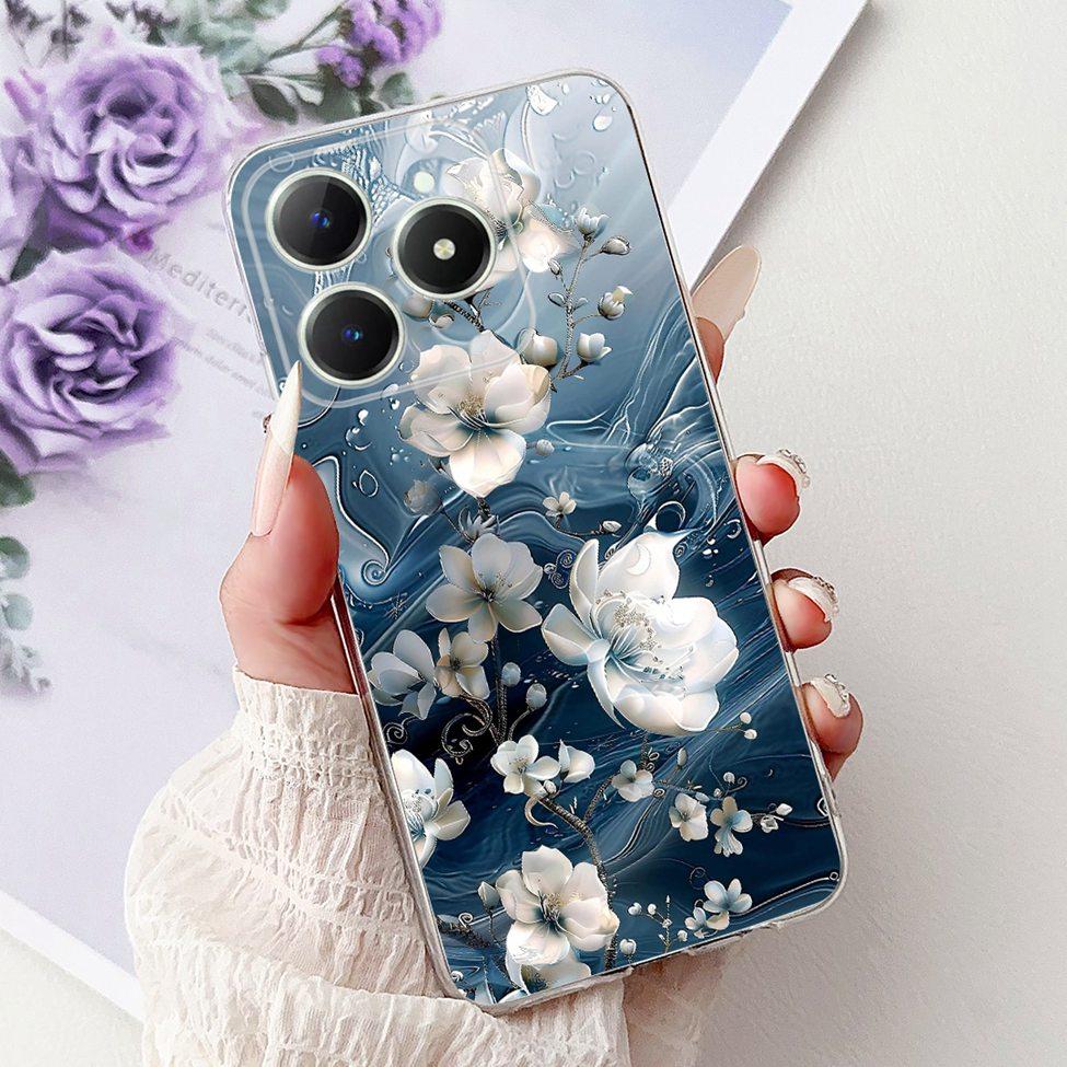 4G Clear For Realme Note 60 Case RMX3933 Luxury Butterfly Love Flowers Cool Lion Painted Phone Case For Realme Note 60X RMX3938