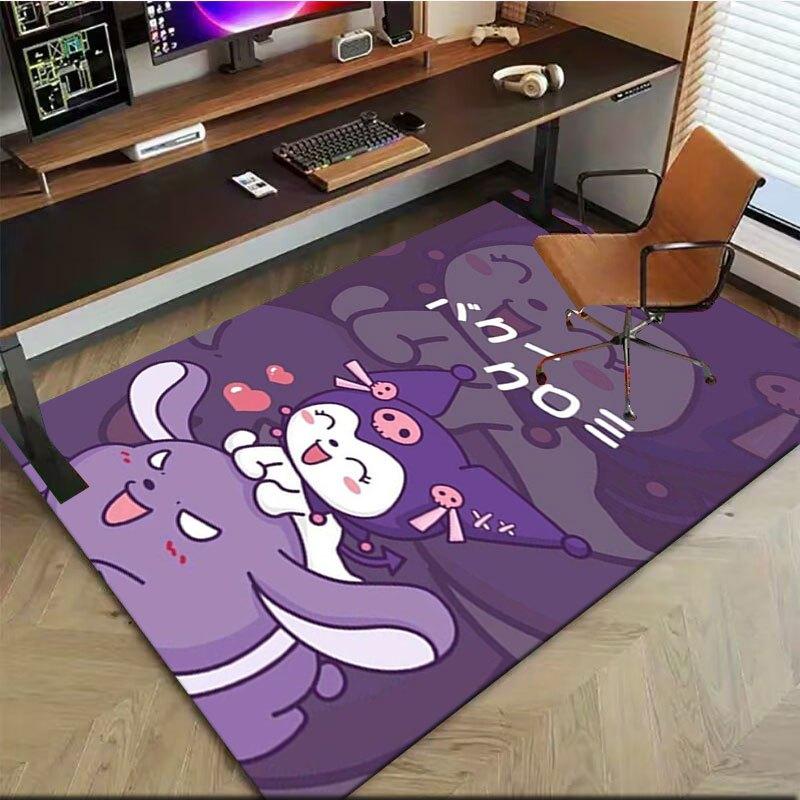 1pc Sanrio Kuromi Mermaid Printed Office Carpet Rectangle Rug Under The Table,Perfect Room Decor for Living Room, Bedroom, Kitchen, Non-slip Floor Mat