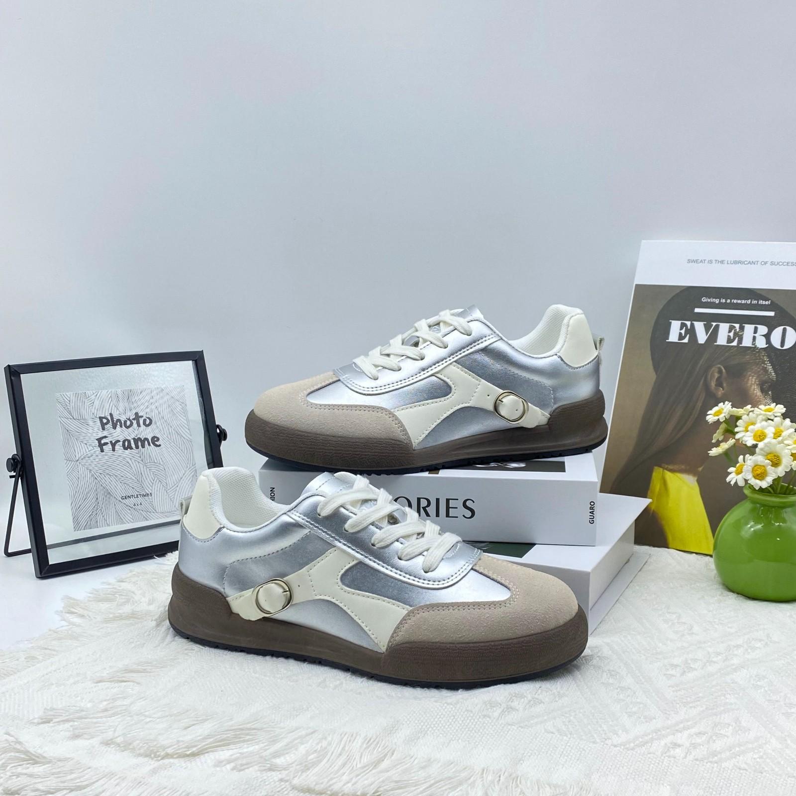 

Балетки повседневные для женских универсальных сонетов, легкие спортивные 2025 новая весна и осень уродливые и милые четырехсезонные немецкие тренировочные туфли для женщин 40 серебряный