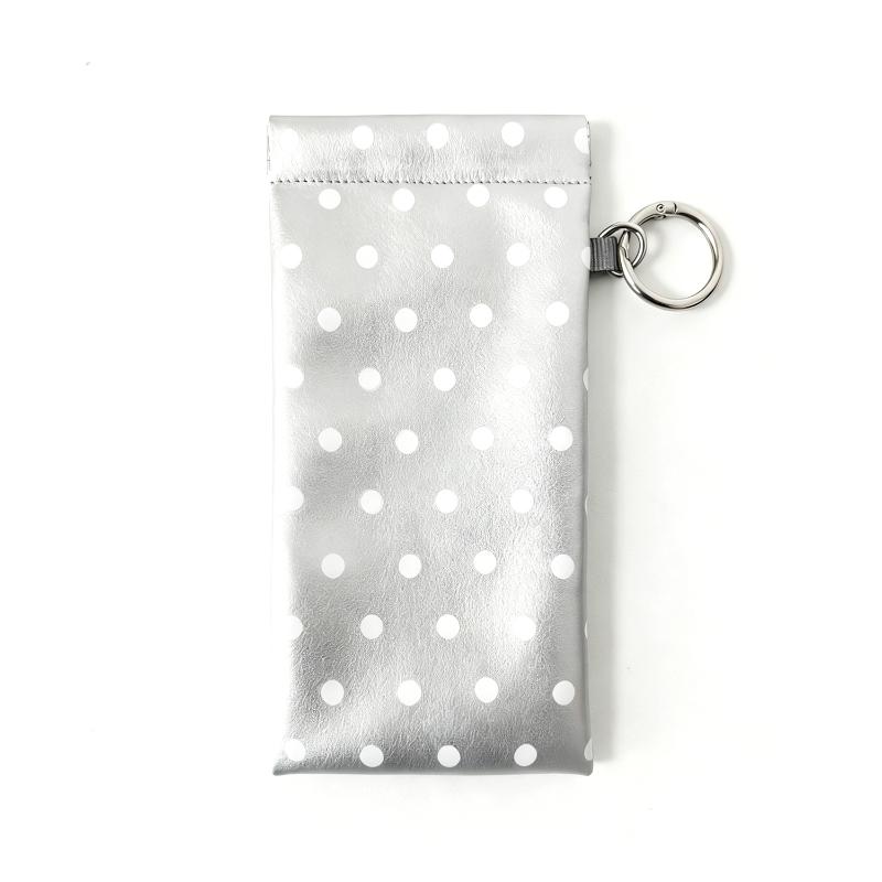 Polka Dot Eyeglass Pouch with Keychain Portable Anti-Scratch Glasses Case for Students School Daily Carry